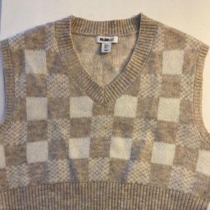 William Rast Checkered Eclectic Grandpa Sweater Vest, Size Medium